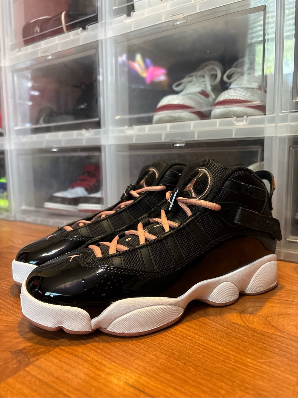 Air Jordan 6 Rings GS Black Rust Pink 323419-068 Basketball Shoes Sz 7Y/8.5W NEW
